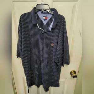 Tommy Hilfiger Polo Golf Short Shirt Blue Pinstripes XXL